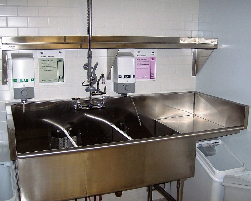 Stainless steel pot sink warewashing station